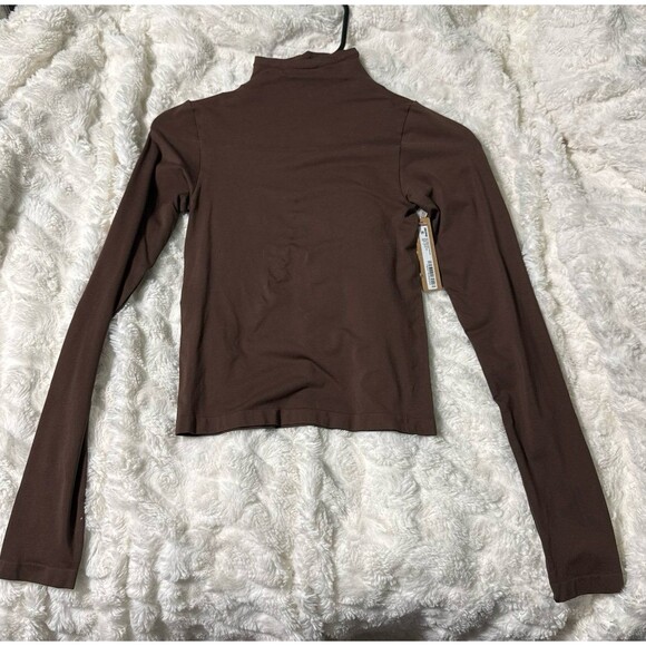 Skims Soft Smoothing Turtleneck Long Sleeve T-shirt cocoa small - Picture 1 of 5